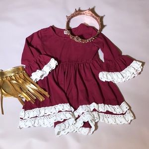 Girls boutique burgundy dress